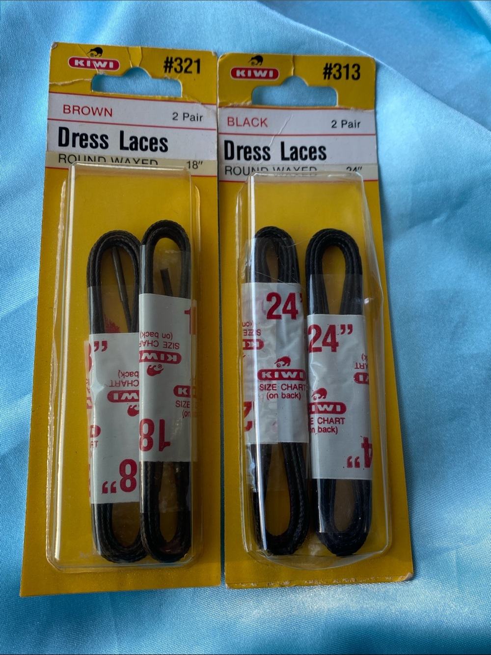 Vintage Kiwi Dress Shoe Laces in Brown and Black - 2 Pairs Each